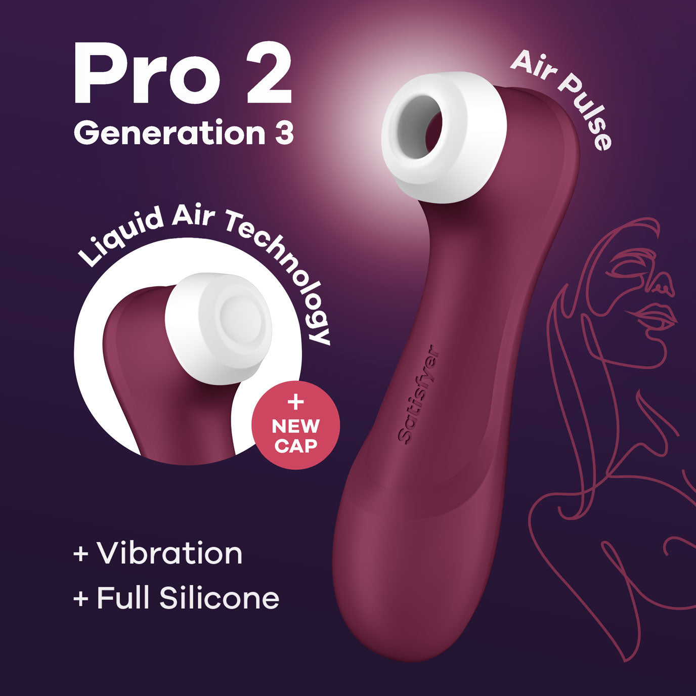 Satisfyer Pro 2 Generation 3 Connect App Liquid Air Technology - Wine Red - Not Very Vanilla