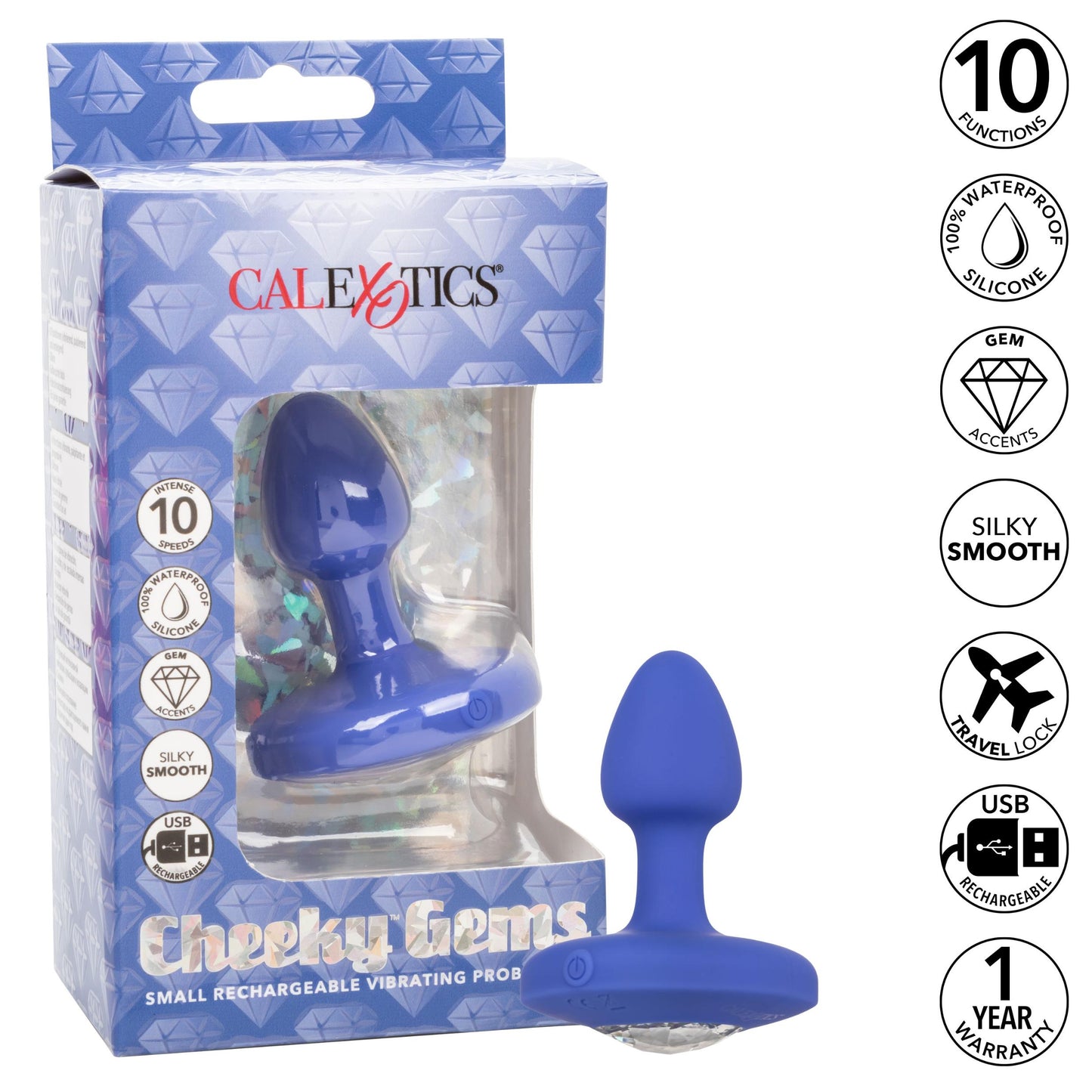 Cheeky Gems - Small Rechargeable Vibrating Probe - Vibrating Probe - Blue - Not Very Vanilla