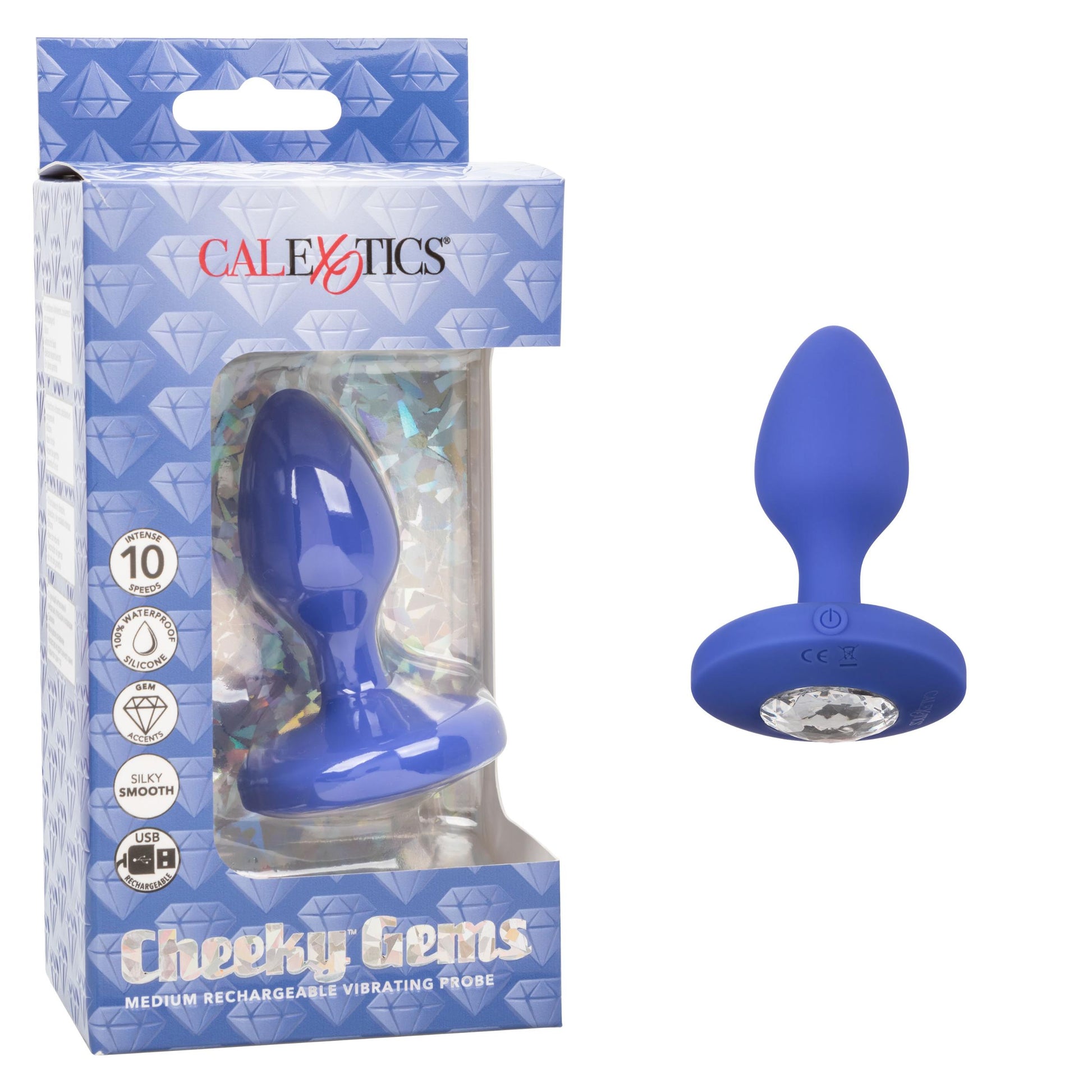 Cheeky Gems - Medium Rechargeable Vibrating Probe - Blue - Not Very Vanilla