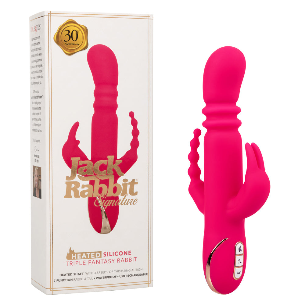 Jack Rabbit Signature Heated Silicone Triple Fantasy Rabbit - Pink - Not Very Vanilla