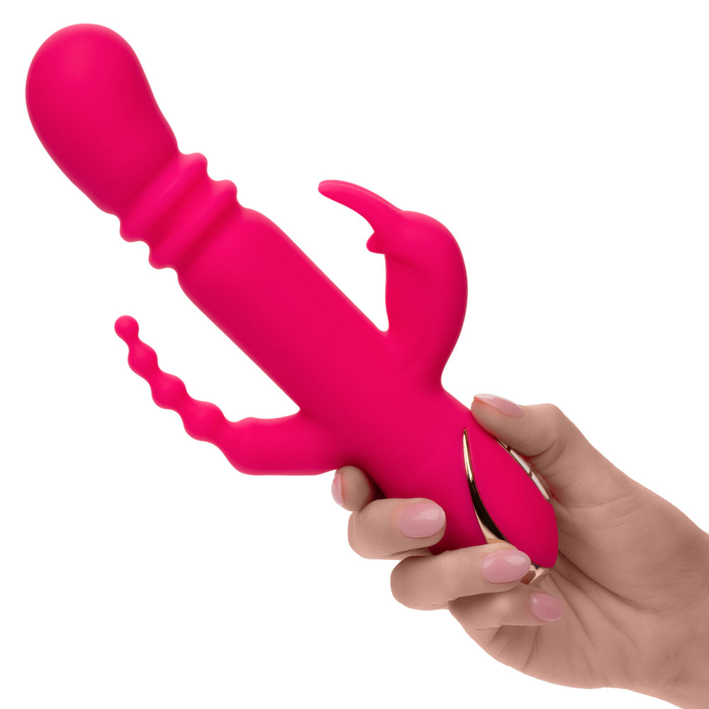 Jack Rabbit Signature Heated Silicone Triple Fantasy Rabbit - Pink - Not Very Vanilla