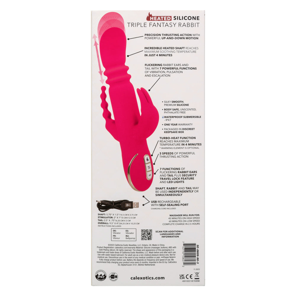 Jack Rabbit Signature Heated Silicone Triple Fantasy Rabbit - Pink - Not Very Vanilla