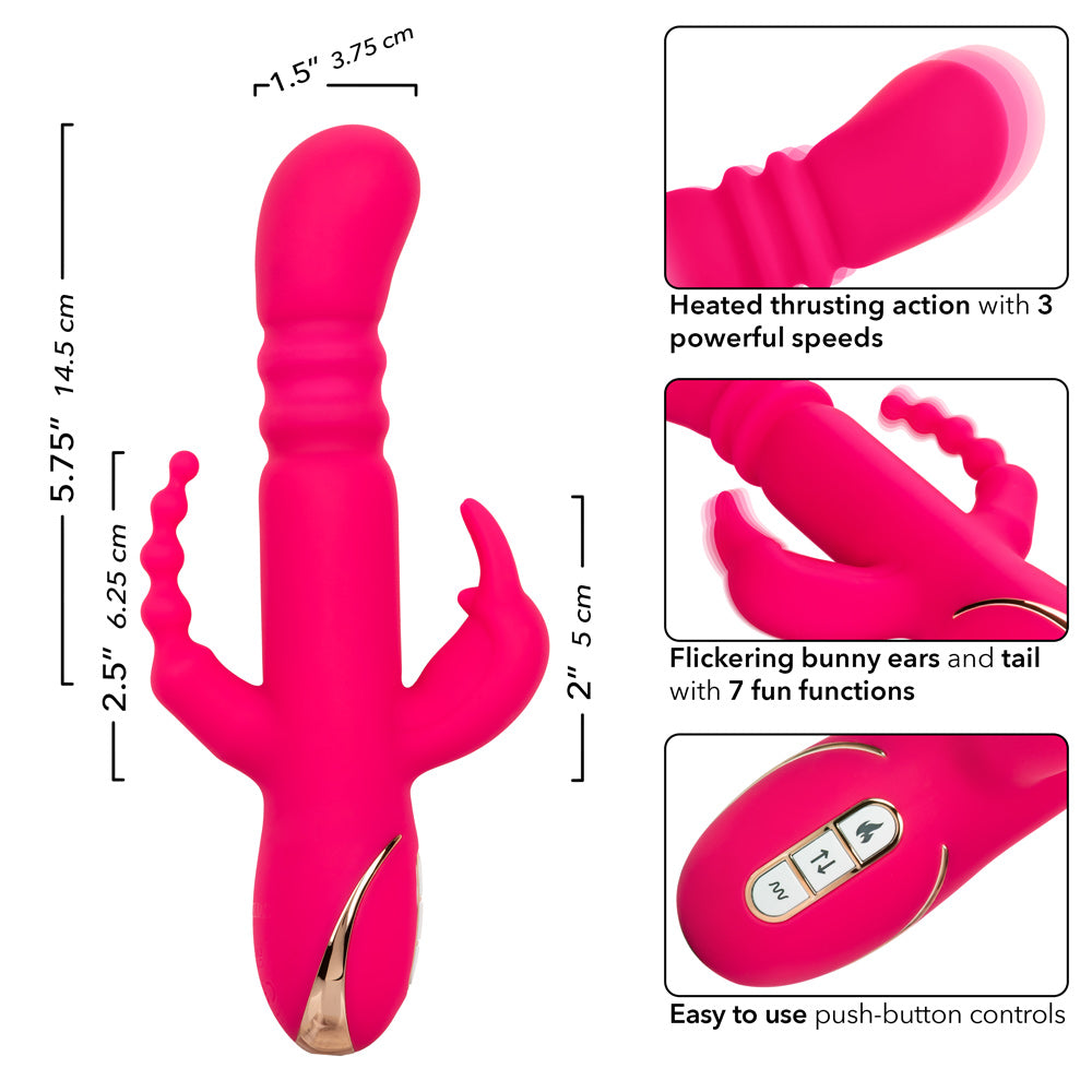 Jack Rabbit Signature Heated Silicone Triple Fantasy Rabbit - Pink - Not Very Vanilla