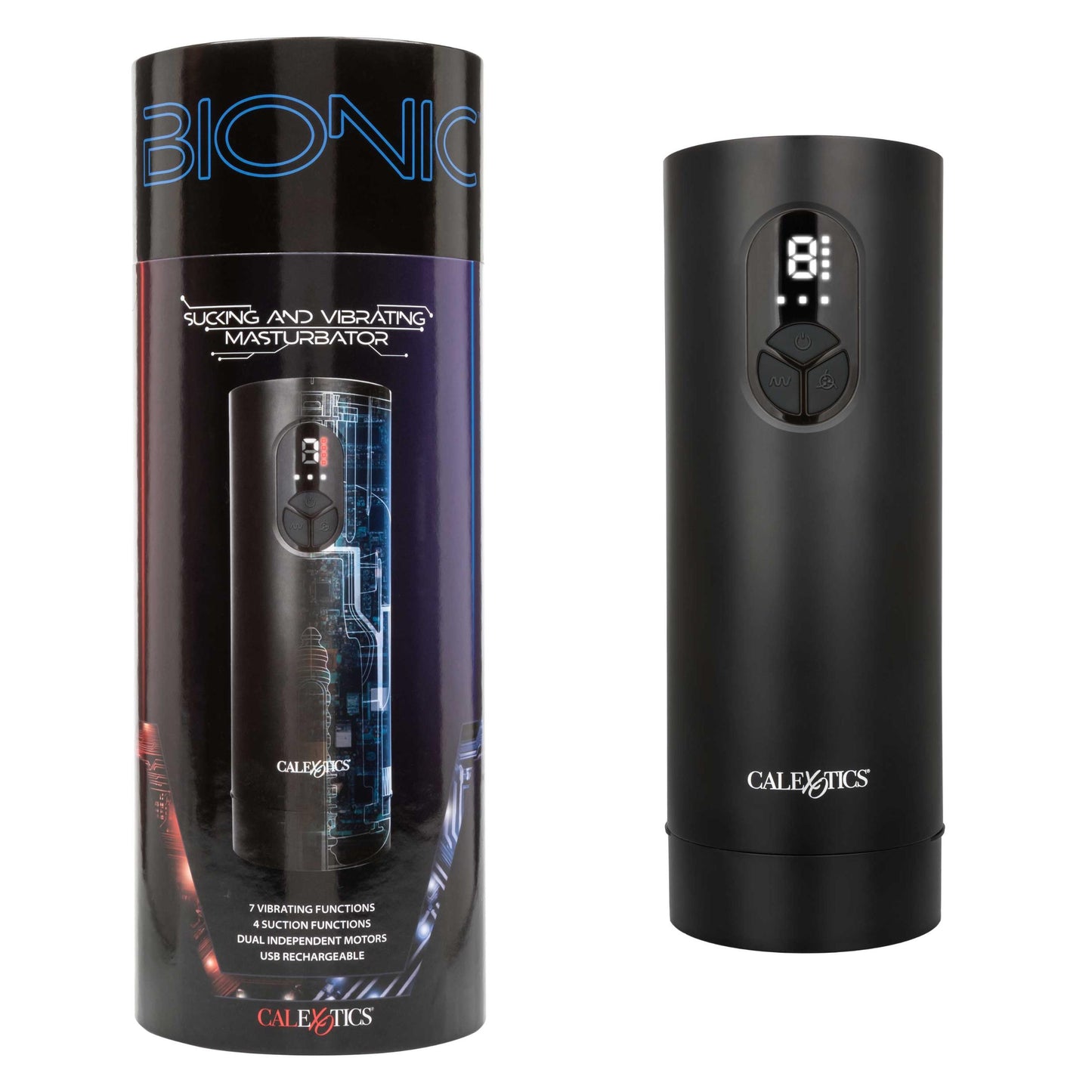 Bionic Sucking and Vibrating Masturbator - Black - Not Very Vanilla