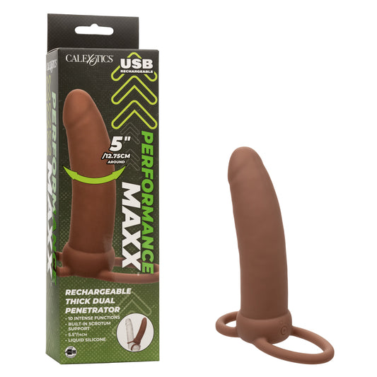 Performance Maxx Rechargeable Thick Dual Penetrator - Brown - Not Very Vanilla