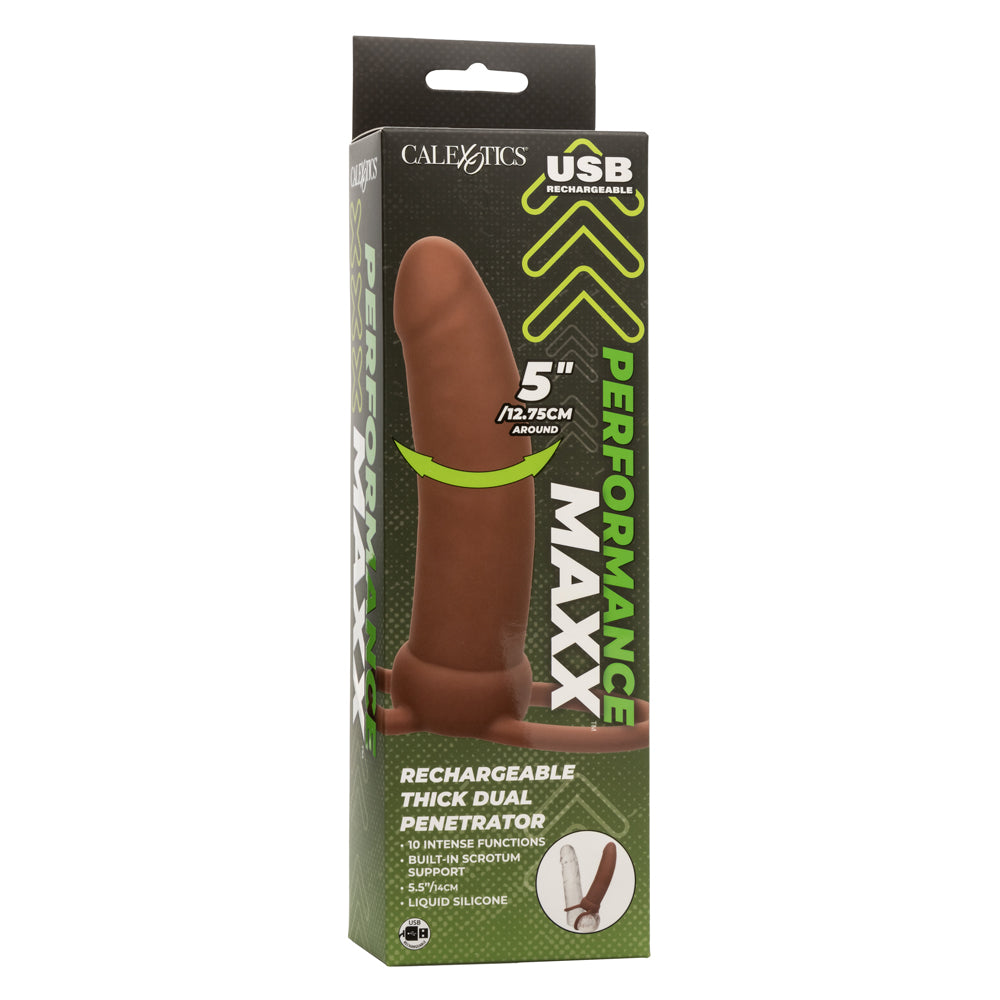 Performance Maxx Rechargeable Thick Dual Penetrator - Brown - Not Very Vanilla