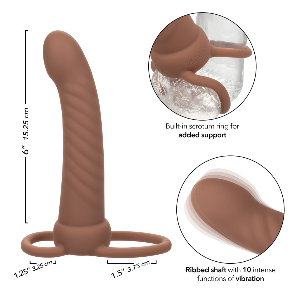 Performance Maxx Rechargeable Ribbed Dual Penetrator - Brown - Not Very Vanilla