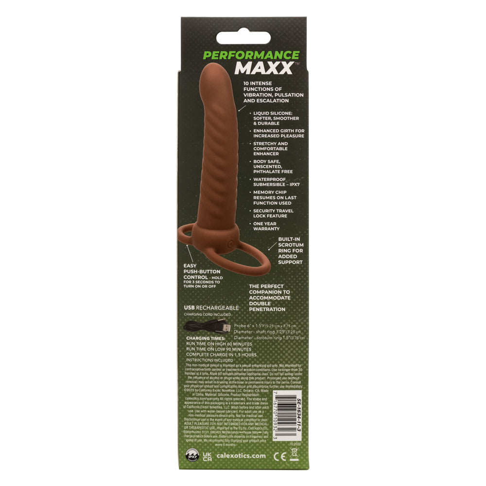 Performance Maxx Rechargeable Ribbed Dual Penetrator - Brown - Not Very Vanilla