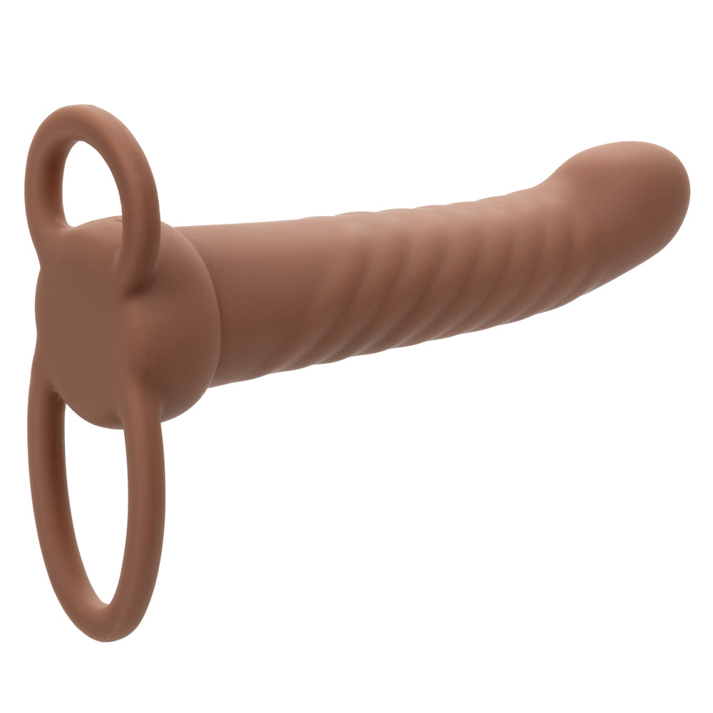 Performance Maxx Rechargeable Ribbed Dual Penetrator - Brown - Not Very Vanilla