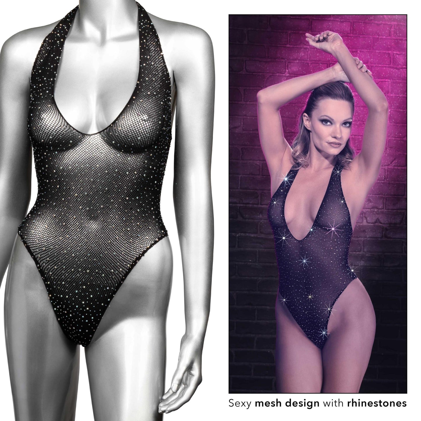 Radiance Deep v Body Suit - One Size - Black - Not Very Vanilla