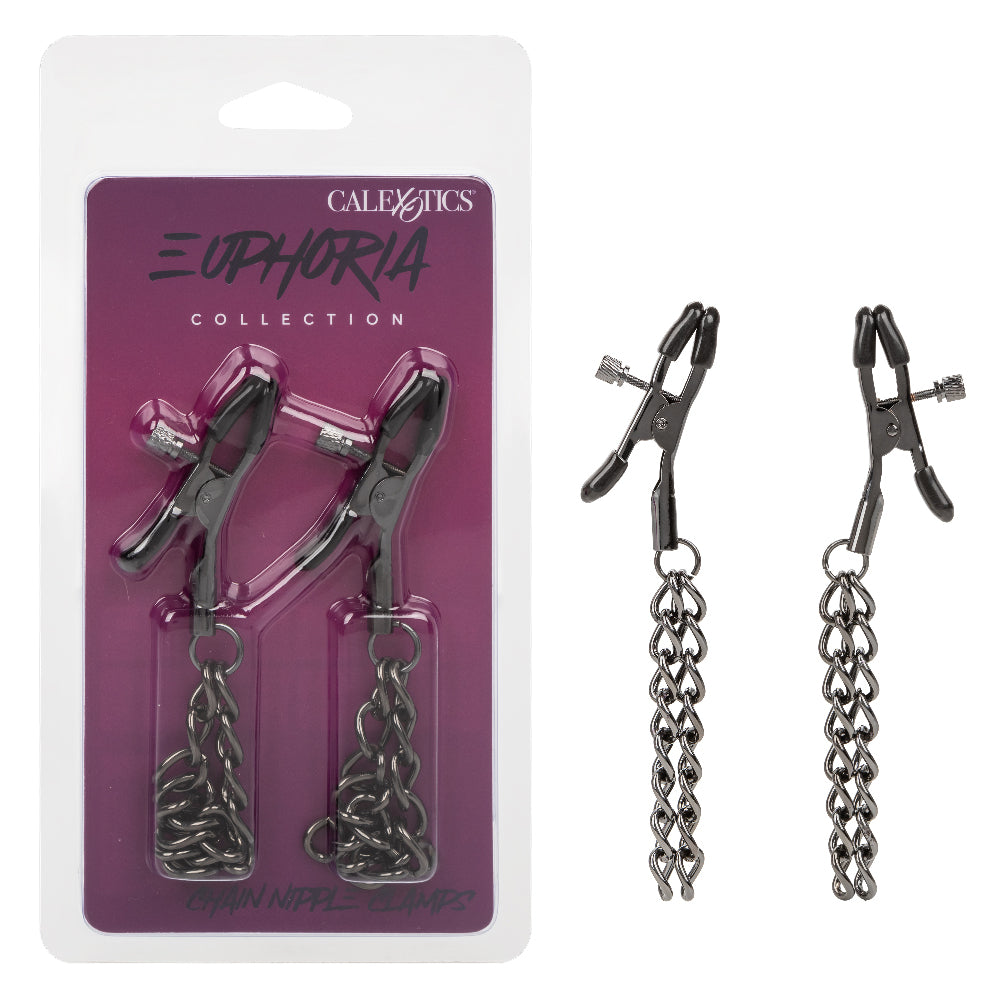 Euphoria Collection Chain Nipple Clamps - Black - Not Very Vanilla