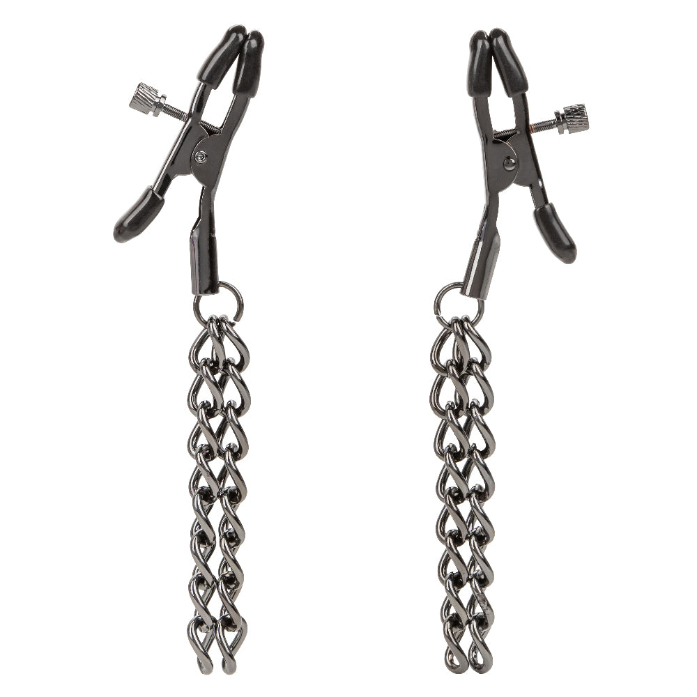 Euphoria Collection Chain Nipple Clamps - Black - Not Very Vanilla