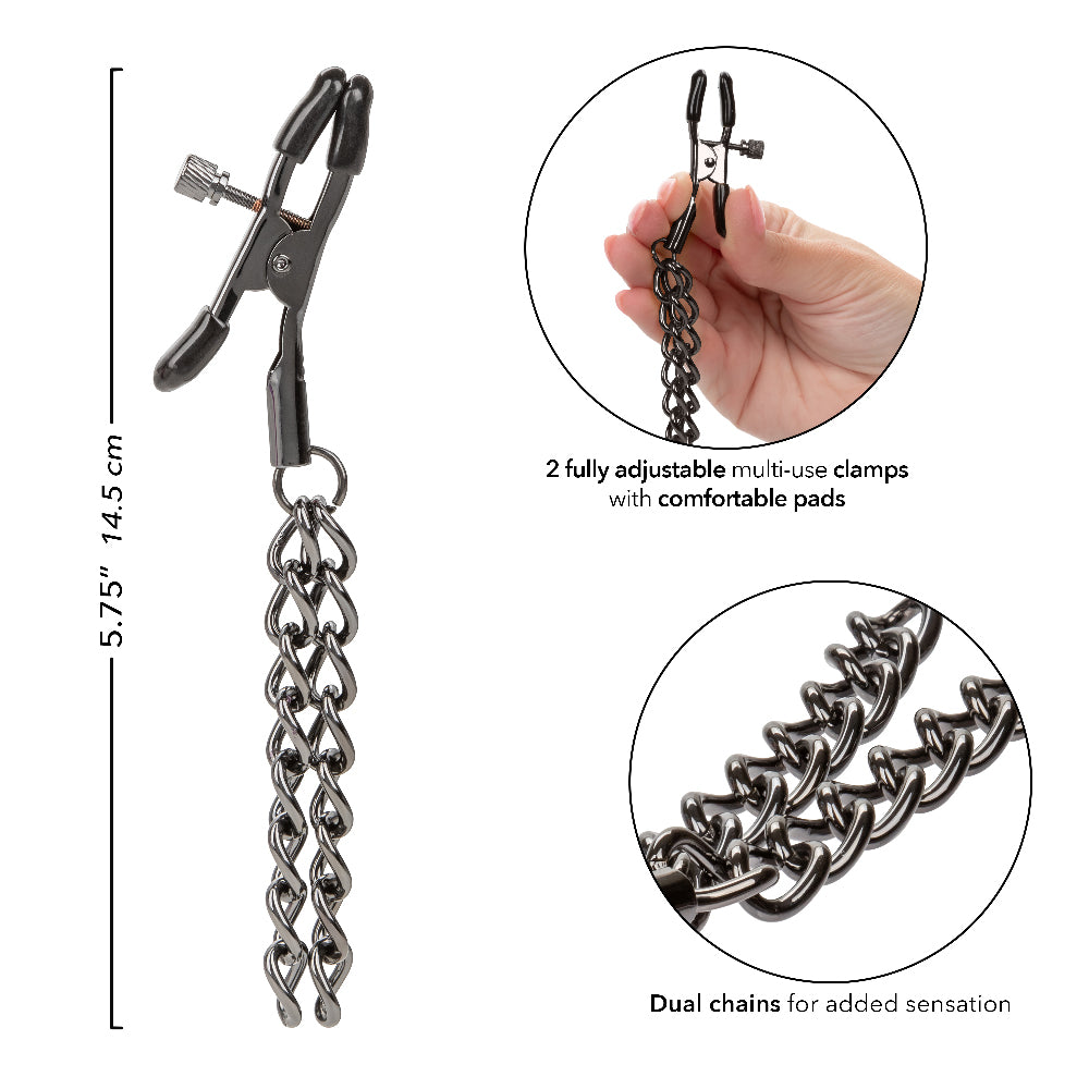 Euphoria Collection Chain Nipple Clamps - Black - Not Very Vanilla