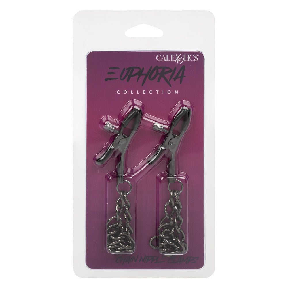 Euphoria Collection Chain Nipple Clamps - Black - Not Very Vanilla