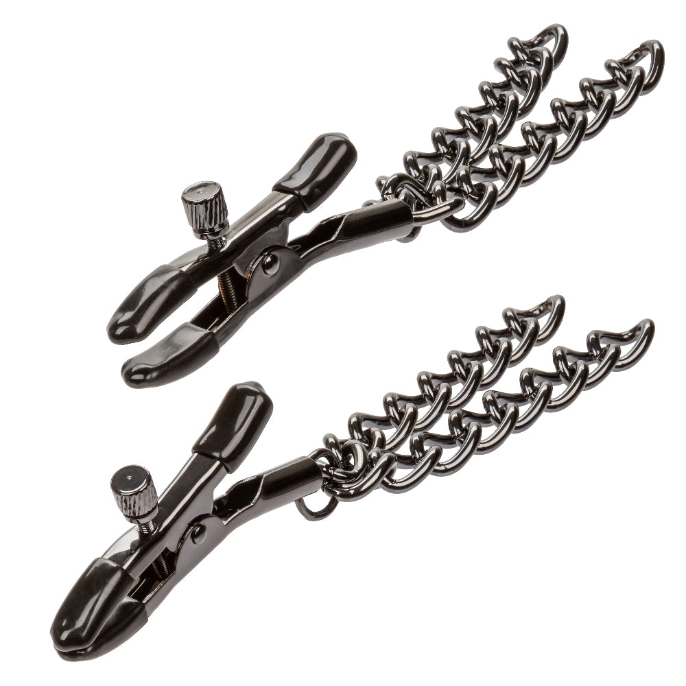 Euphoria Collection Chain Nipple Clamps - Black - Not Very Vanilla