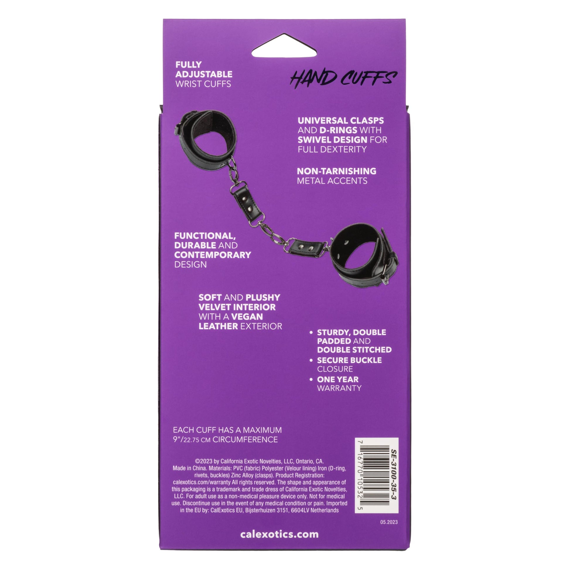 Euphoria Collection Hand Cuffs - Black - Not Very Vanilla