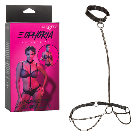 Euphoria Collection Chain Halter/collar and Leash - Black - Not Very Vanilla