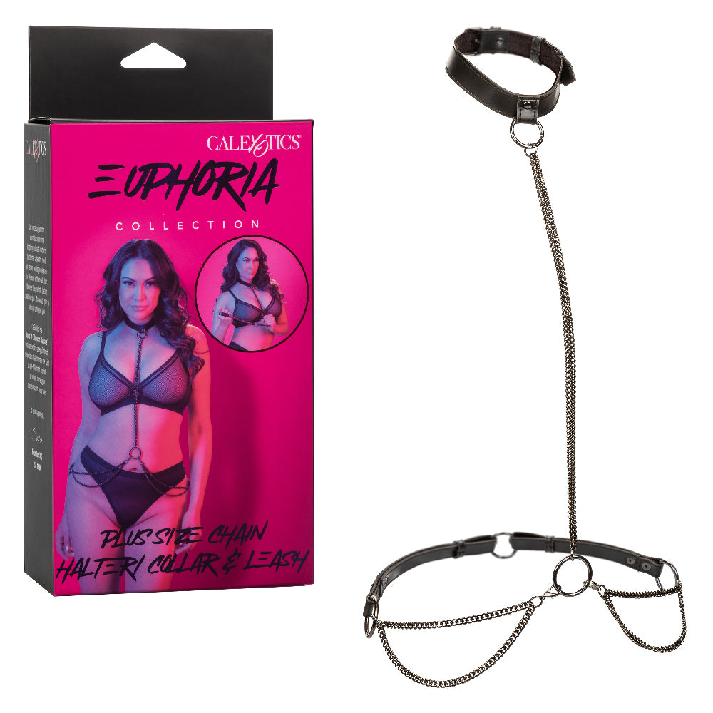 Euphoria Collection Plus Size Chain Halter/collar and Leash - Black - Not Very Vanilla