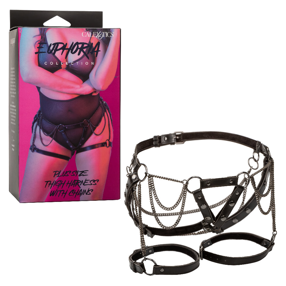 Euphoria Collection Plus Size Thigh Harness With Chains - Black - Not Very Vanilla