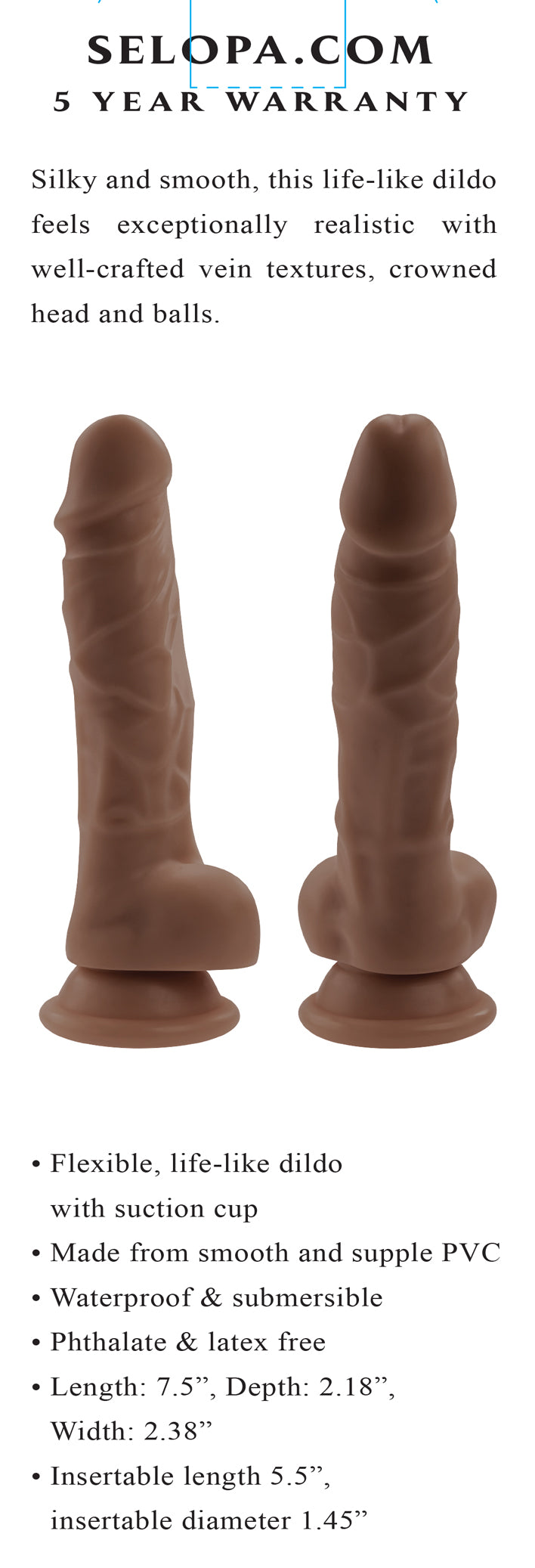 6 Inch Dildo - Dark - Not Very Vanilla