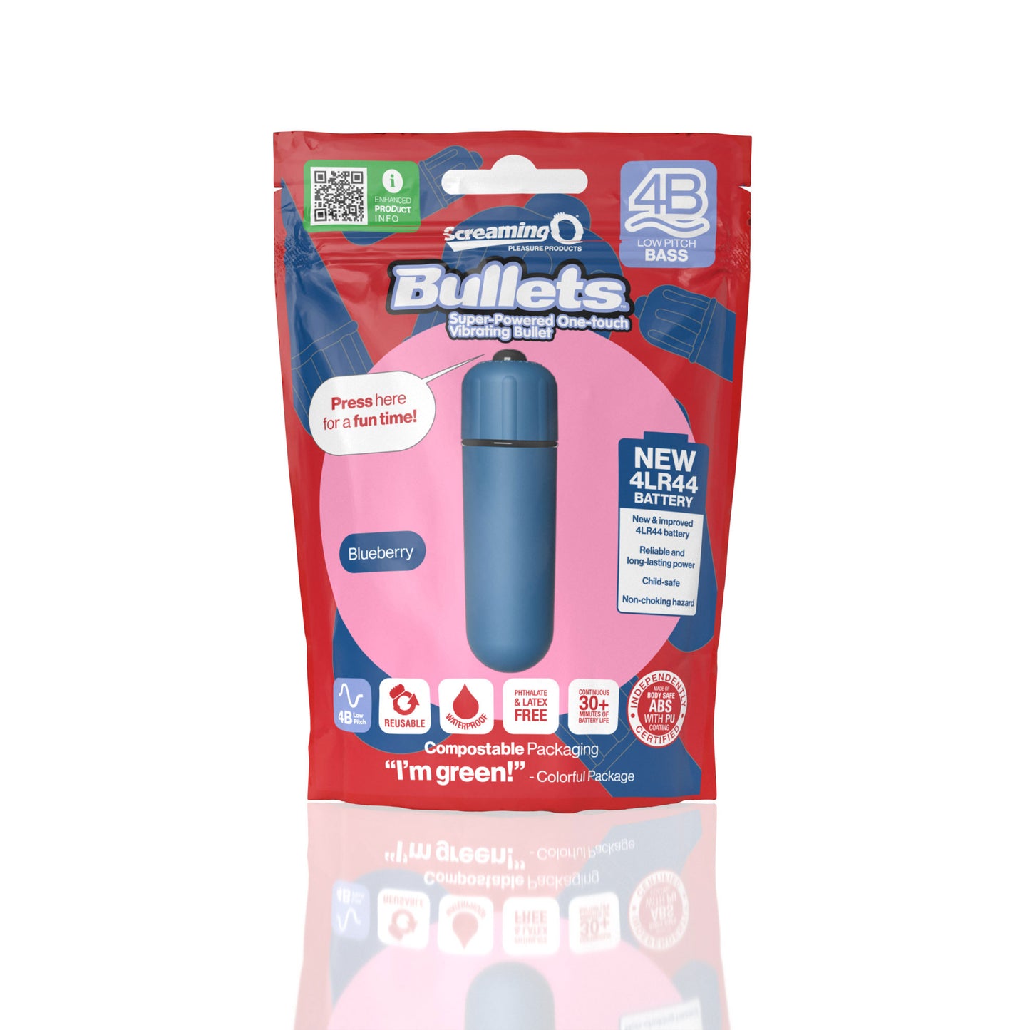 Screaming O 4b - Bullet - Super Powered One Touch Vibrating Bullet - Blueberry - Not Very Vanilla