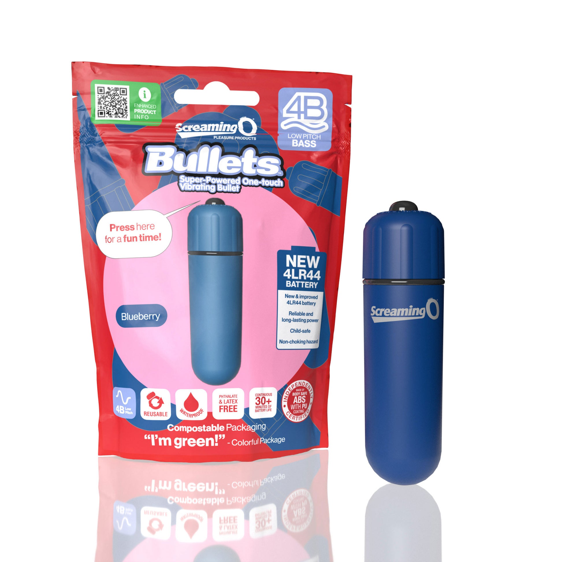 Screaming O 4b - Bullet - Super Powered One Touch Vibrating Bullet - Blueberry - Not Very Vanilla