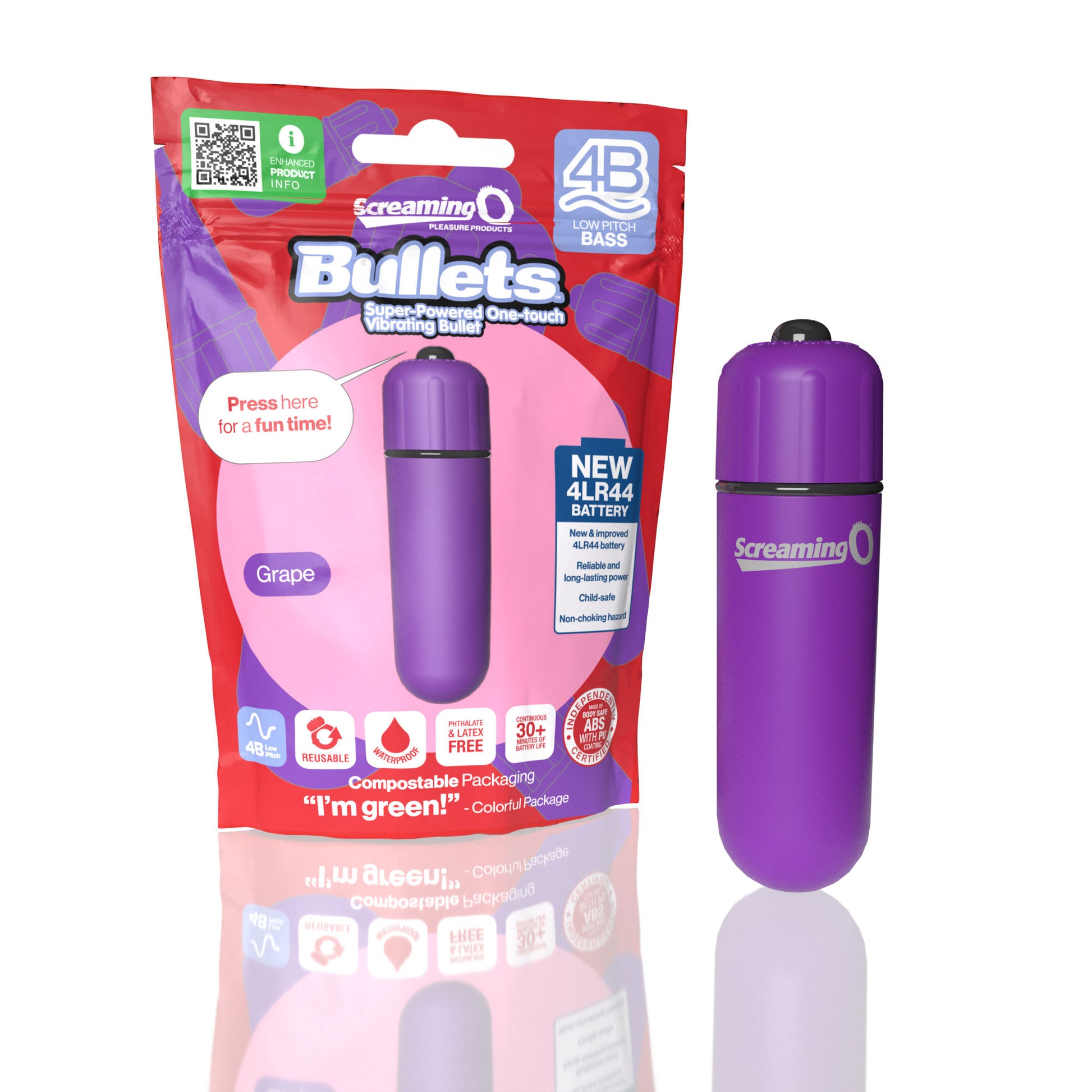 Screaming O 4b - Bullet - Super Powered One Touch Vibrating Bullet - Grape - Not Very Vanilla