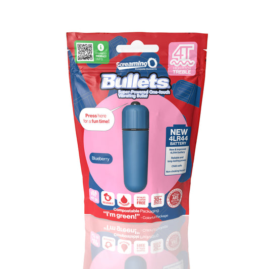 Screaming O 4t - Bullet - Super Powered One Touch Vibrating Bullet - Blueberry - Not Very Vanilla