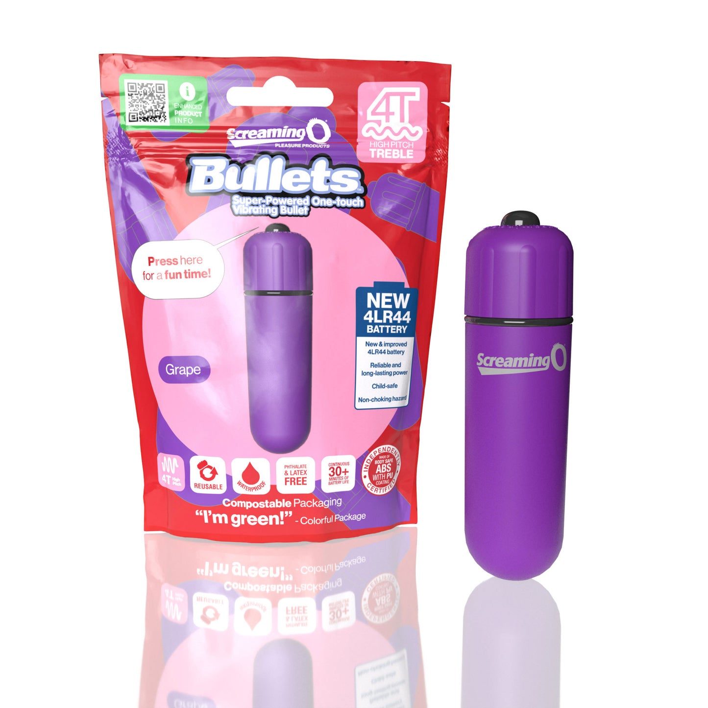 Screaming O 4t - Bullet - Super Powered One Touch Vibrating Bullet - Grape - Not Very Vanilla