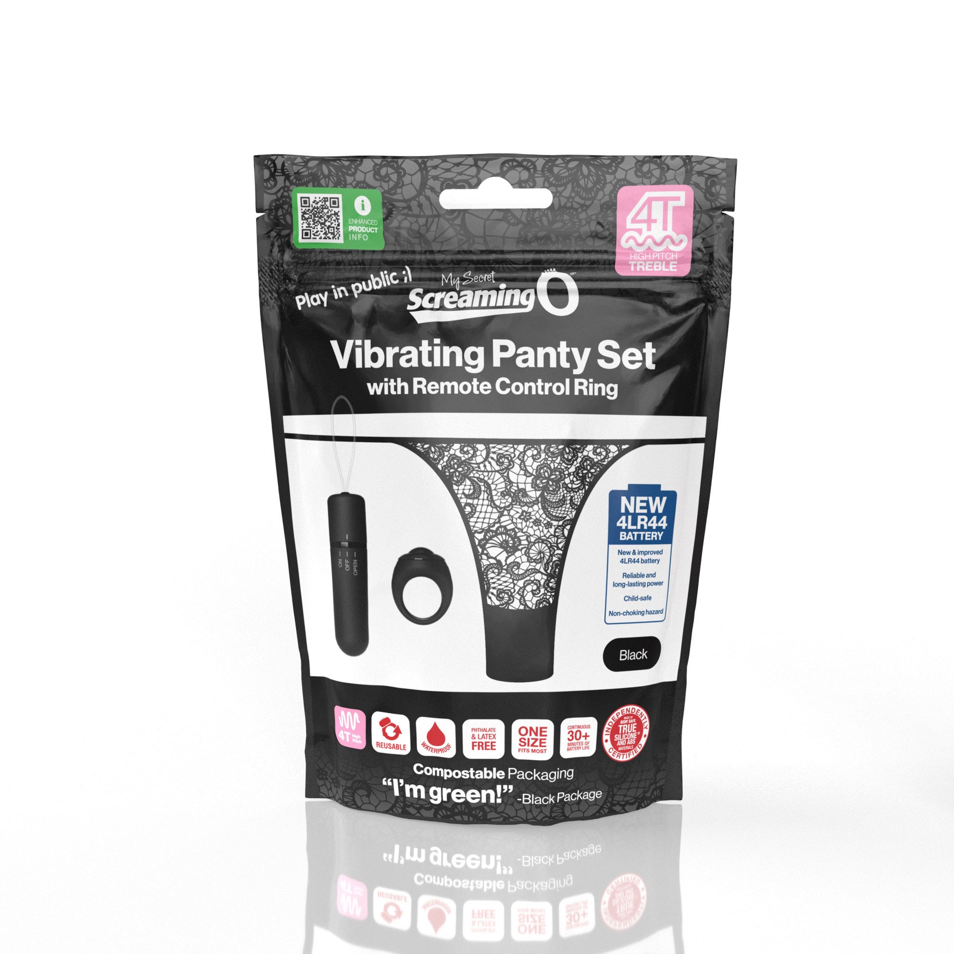 Screaming O 4t - Vibrating Panty Set With Remote Control Ring - Black - Not Very Vanilla