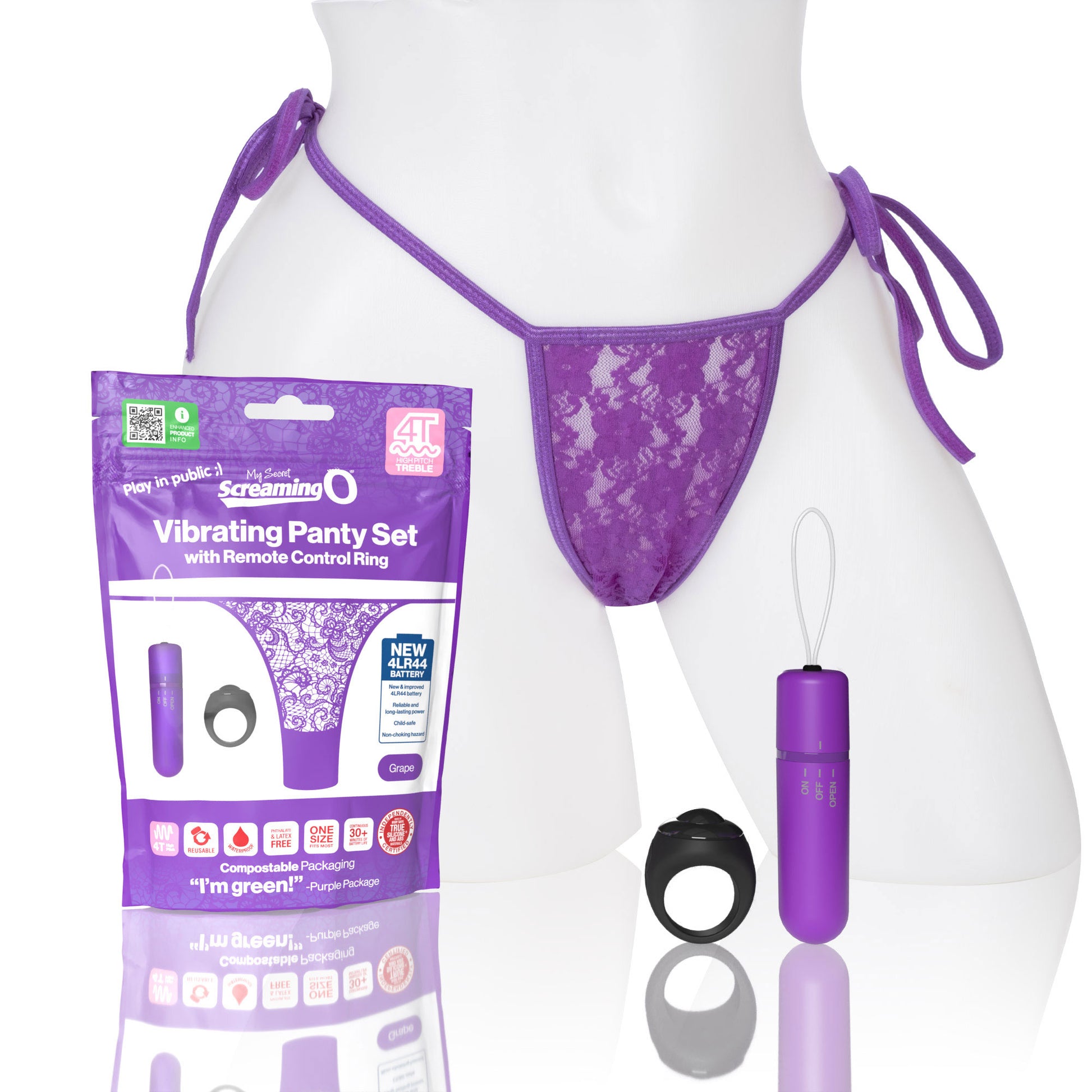 Screaming O 4t - Vibrating Panty Set With Remote Control Ring - Grape - Not Very Vanilla