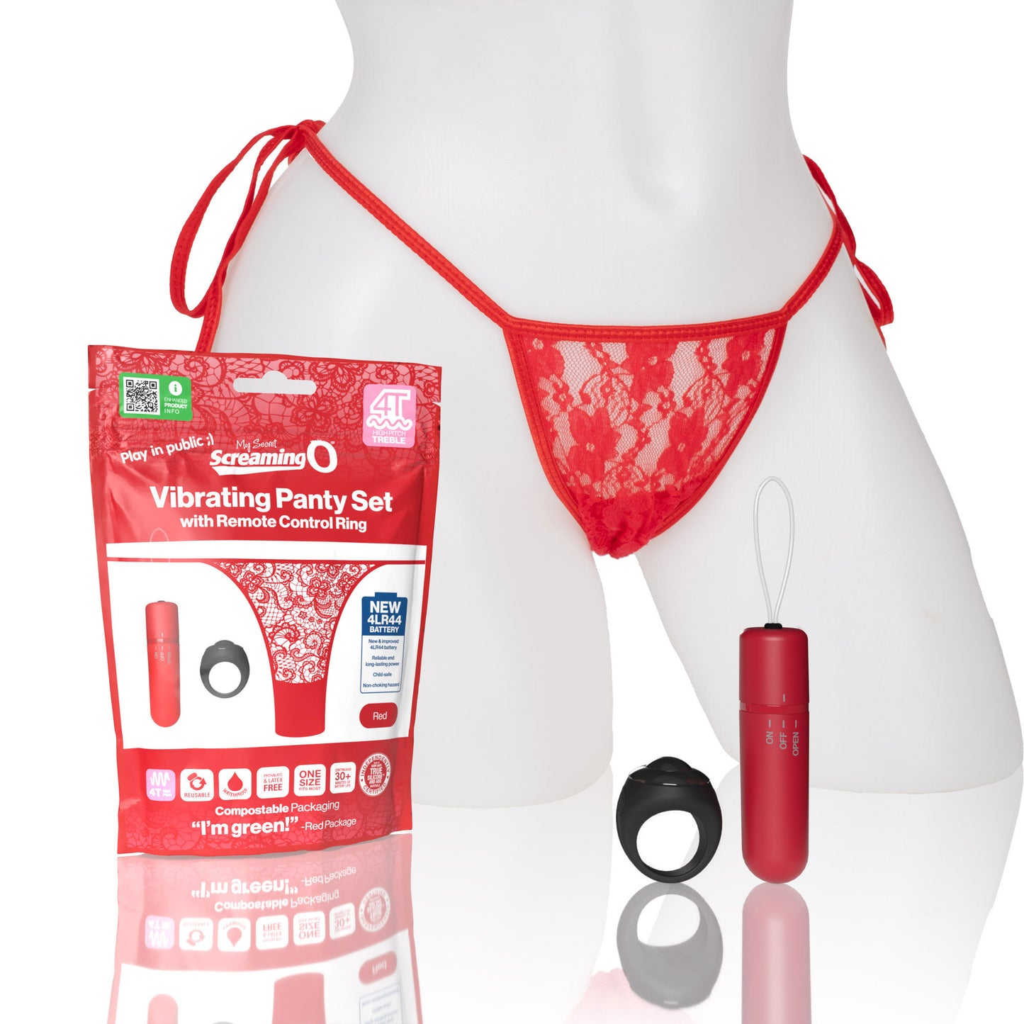 Screaming O 4t - Vibrating Panty Set With Remote Control Ring - Red - Not Very Vanilla