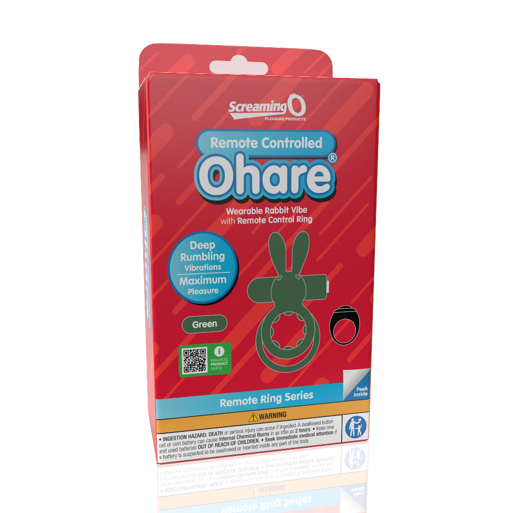 Screaming O Remote Controlled Ohare Vibrating Ring - Green - Not Very Vanilla