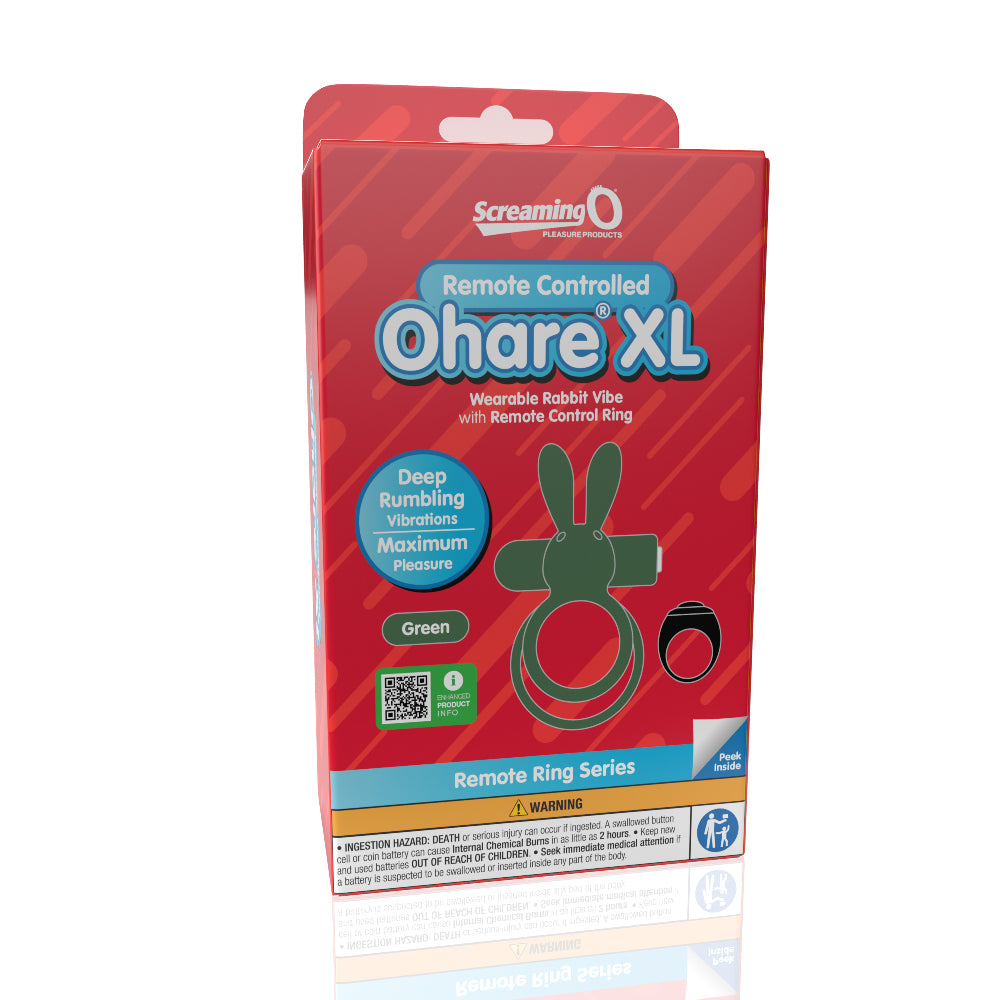 Screaming O Remote Controlled Ohare XL Vibrating Ring - Green - Not Very Vanilla