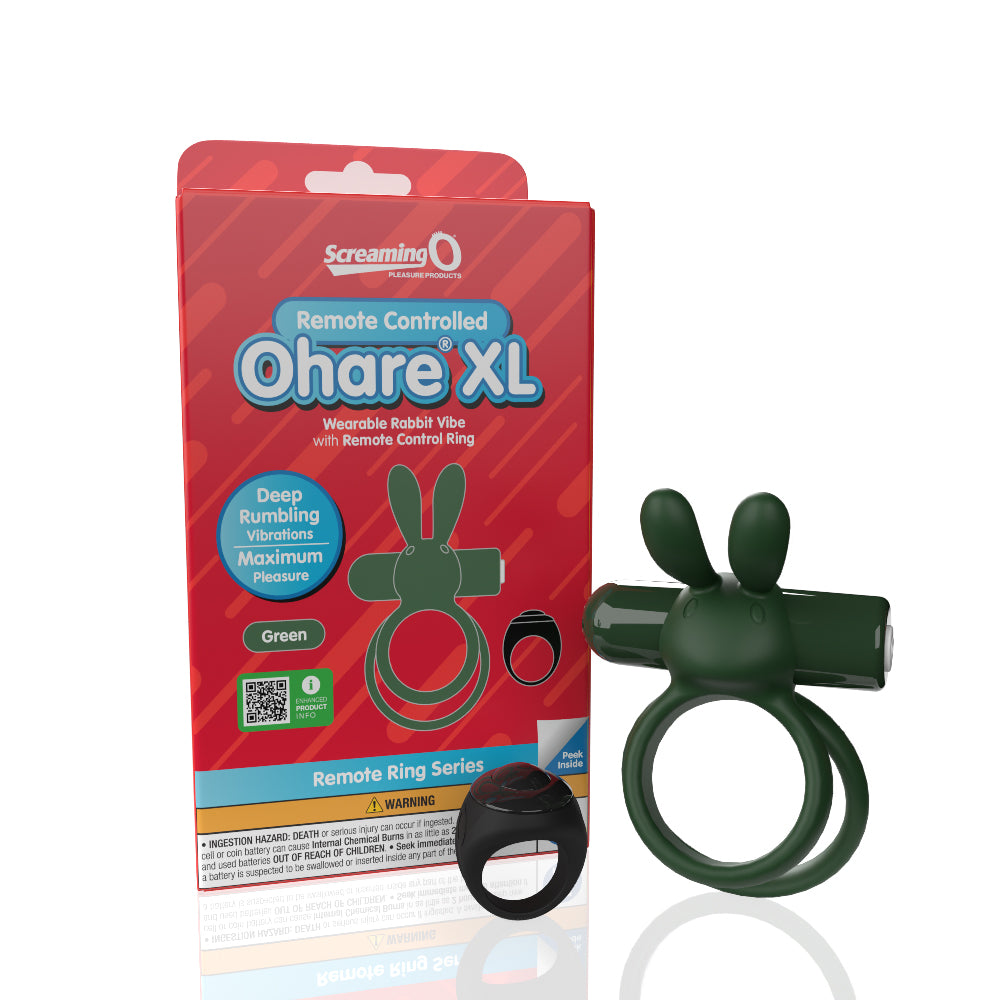 Screaming O Remote Controlled Ohare XL Vibrating Ring - Green - Not Very Vanilla