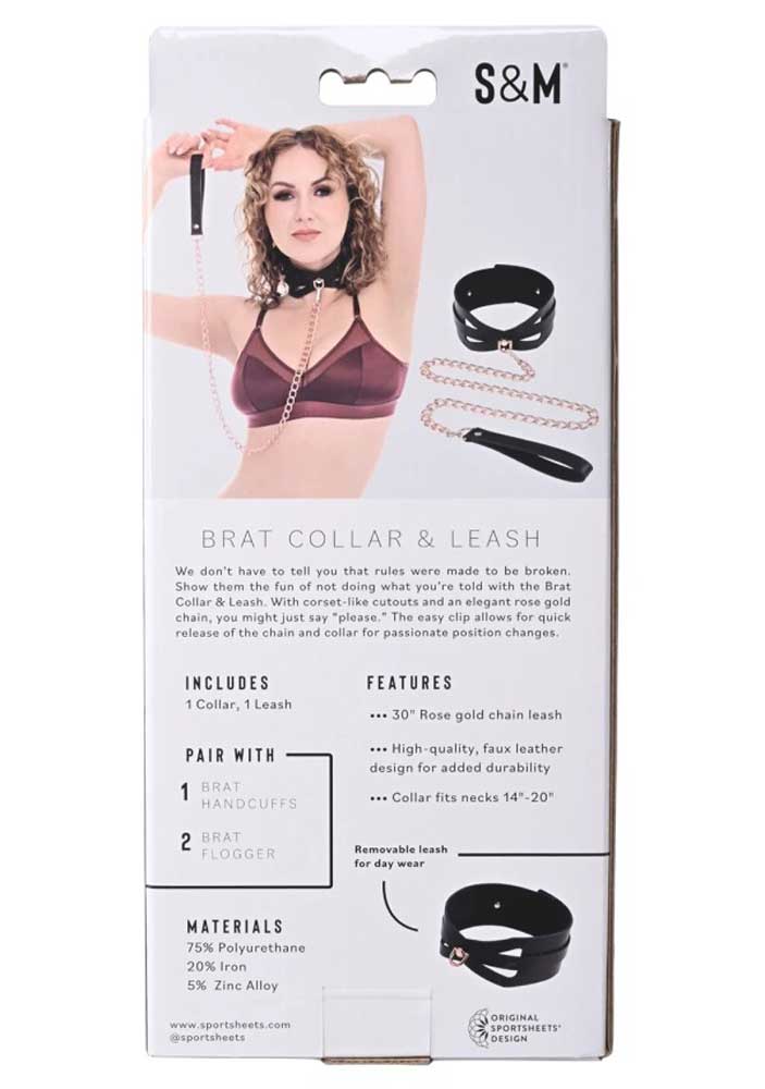 Brat Collar and Leash - Black / Rose Gold - Not Very Vanilla