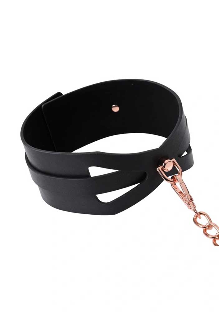 Brat Collar and Leash - Black / Rose Gold - Not Very Vanilla