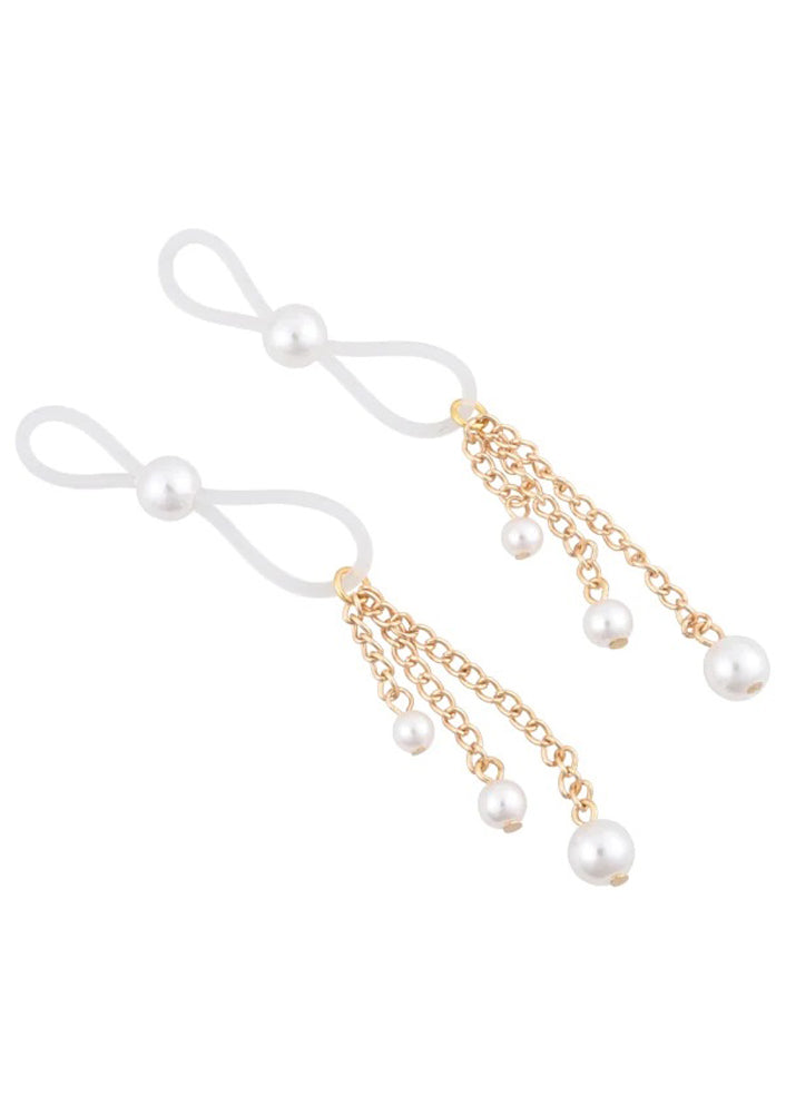 Pearl Nipple Ties - Gold/white - Not Very Vanilla