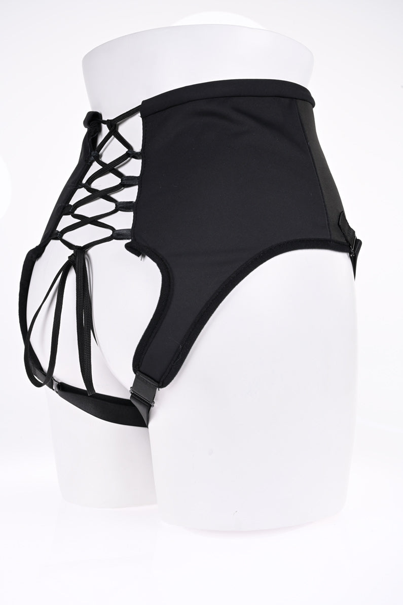 High Waisted Corset Strap on - Black - Not Very Vanilla