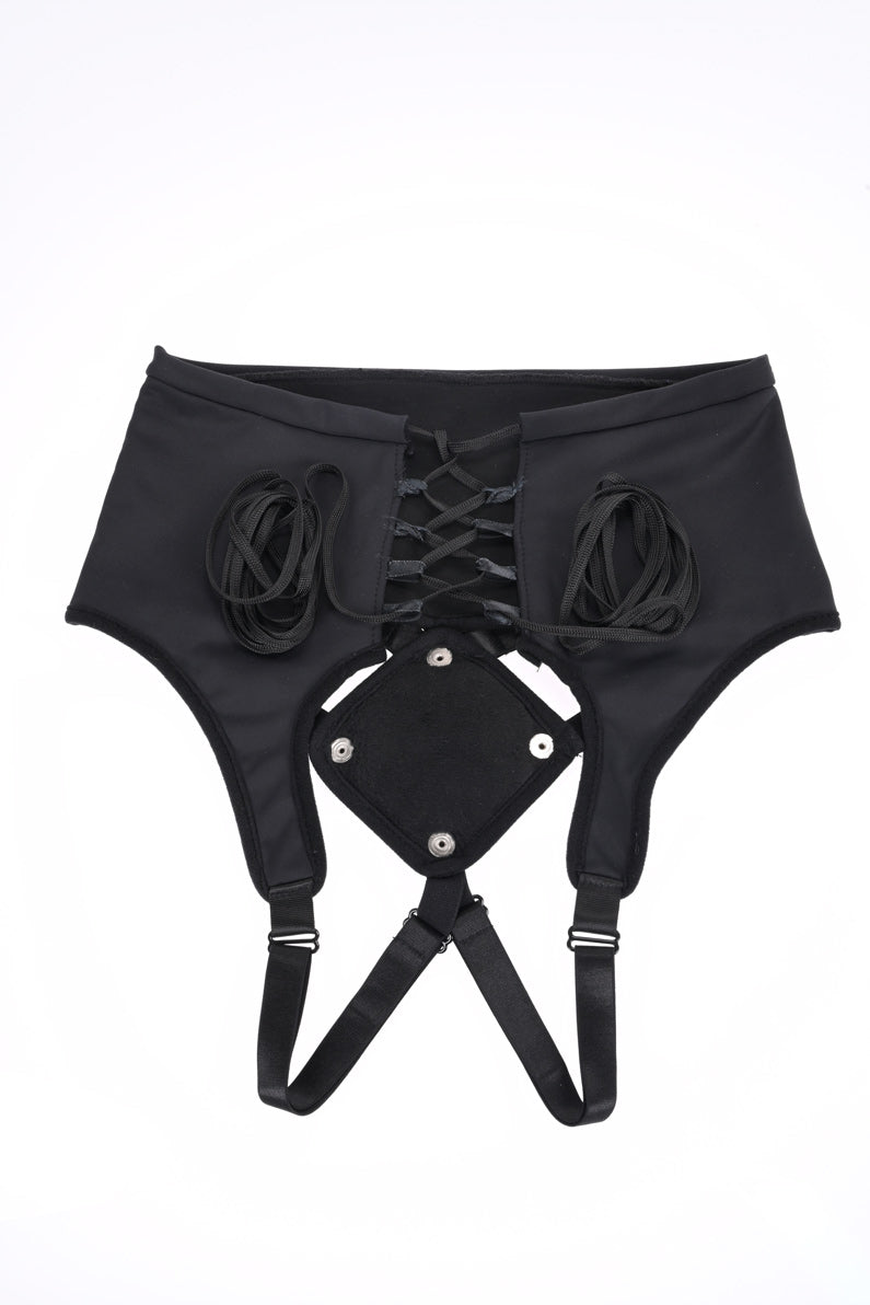 High Waisted Corset Strap on - Black - Not Very Vanilla