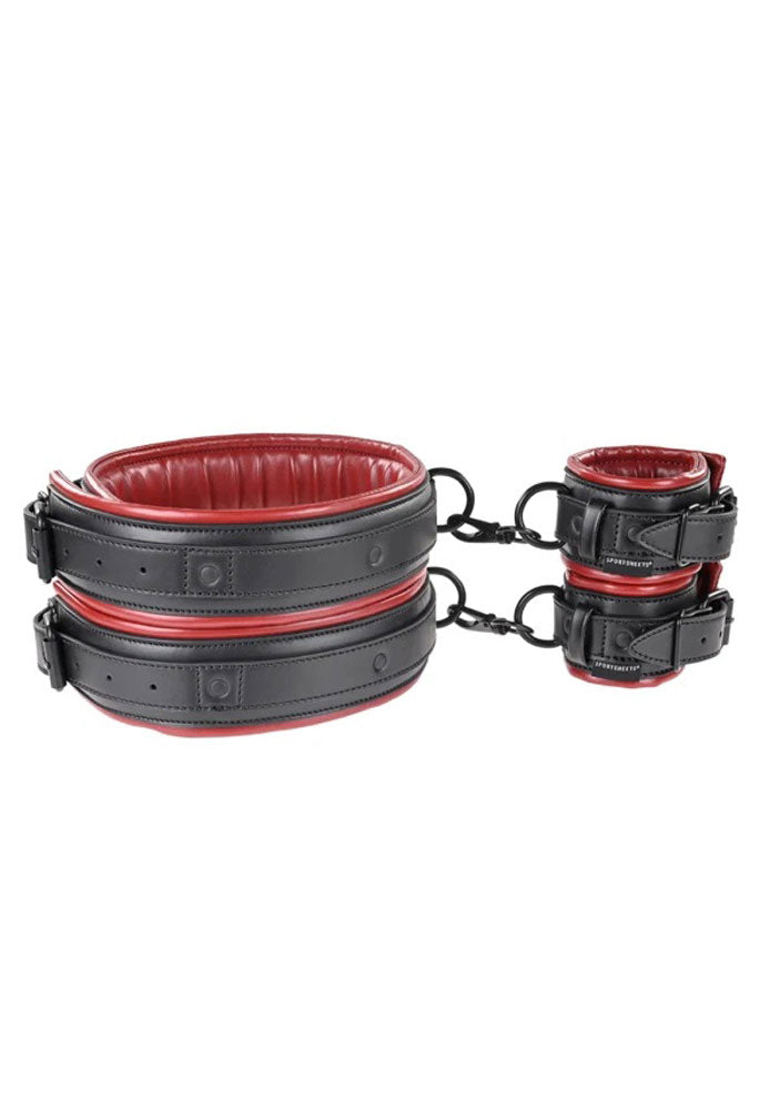 Saffron Thigh and Wrist Cuff Set - Black/red - Not Very Vanilla