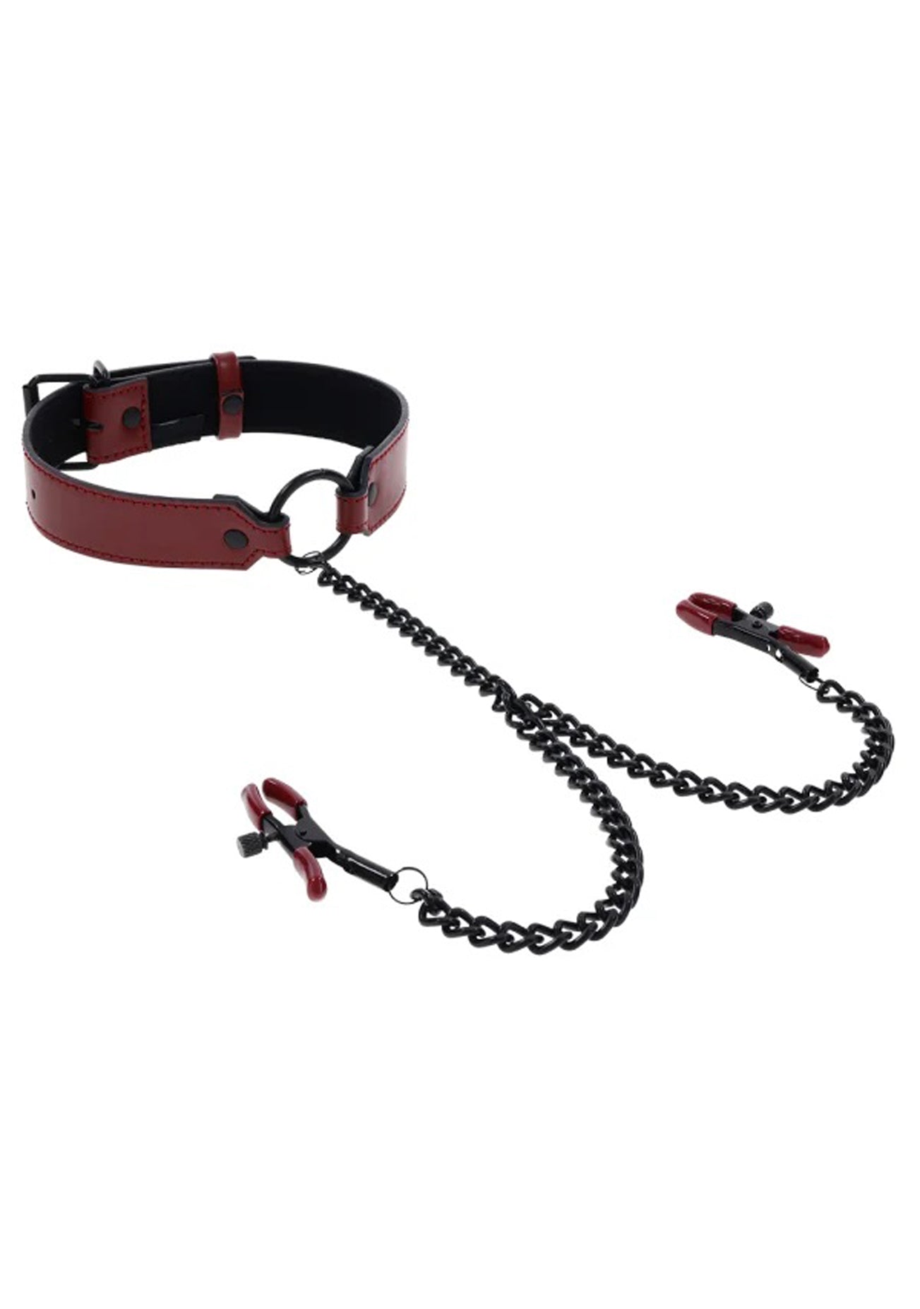 Saffron Collar With Nipple Clamps - Black/red - Not Very Vanilla