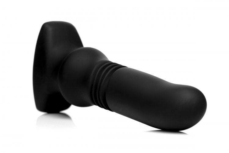 Thunder Plugs Silicone Vibrating and Thrusting Plug - Black - Not Very Vanilla