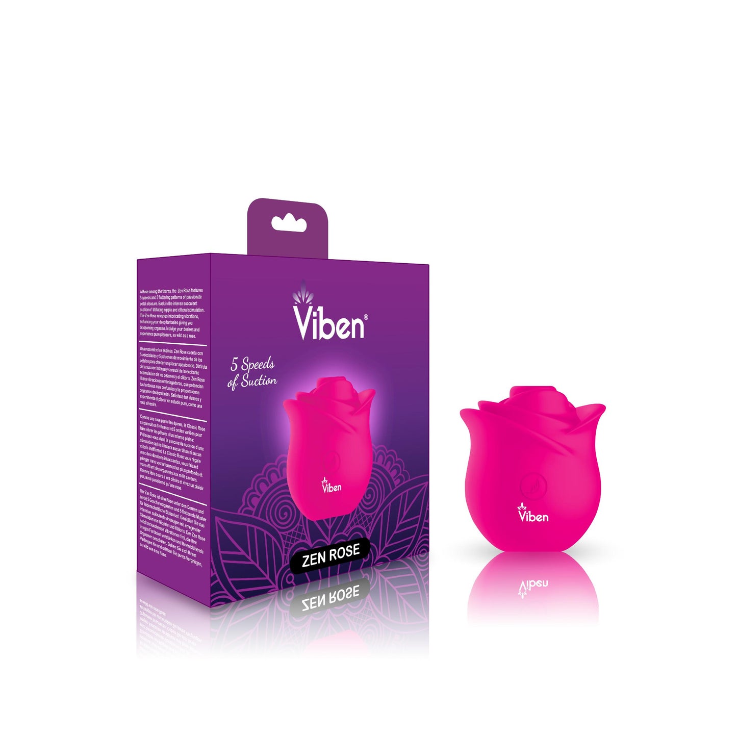 Zen Rose - Hot Pink - Handheld Rose Clitoral and Nipple Stimulator