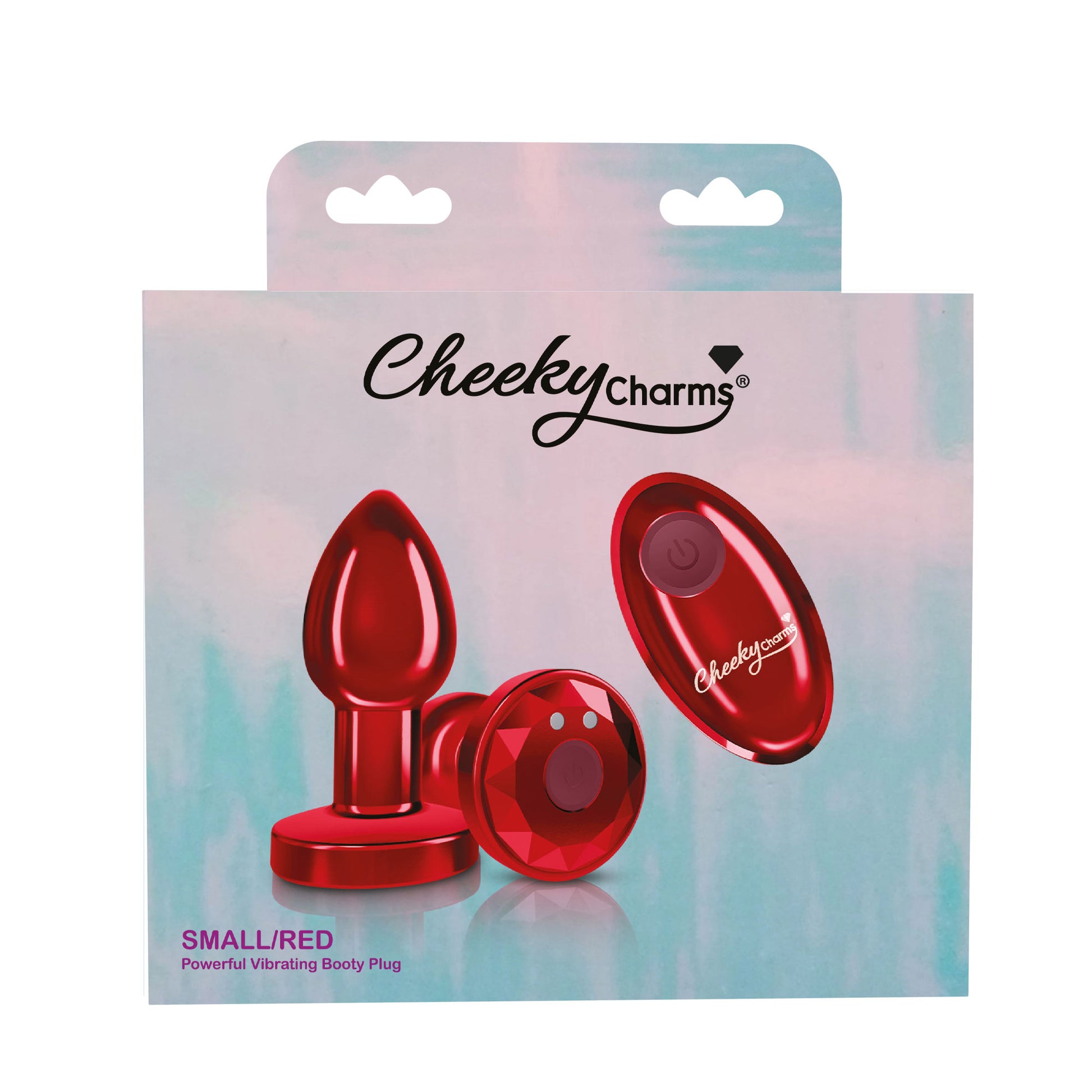 Cheeky Charms - Rechargeable Vibrating Metal Butt Plug With Remote Control - Red - Small - Not Very Vanilla