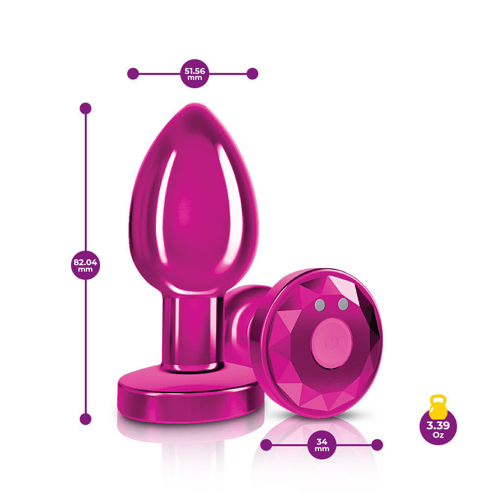 Cheeky Charms - Rechargeable Vibrating Metal Butt Plug With Remote Control - Pink - Medium - Not Very Vanilla