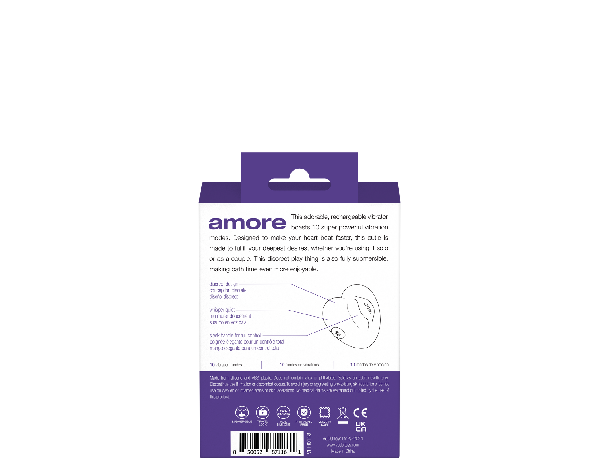 Amore Rechargeable Pleasure Vibe - Purple - Not Very Vanilla