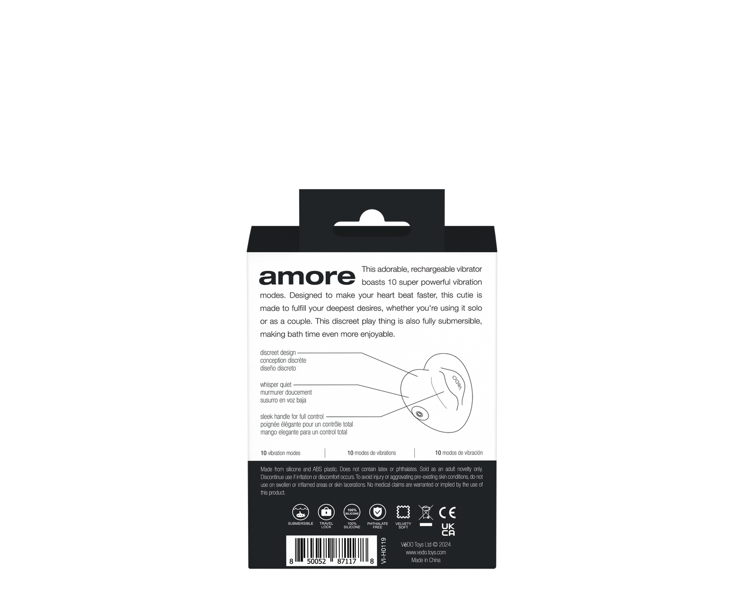 Amore Rechargeable Pleasure Vibe - Black - Not Very Vanilla