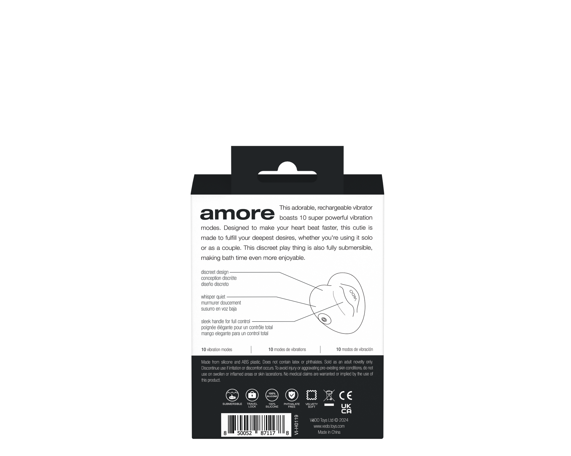 Amore Rechargeable Pleasure Vibe - Black - Not Very Vanilla