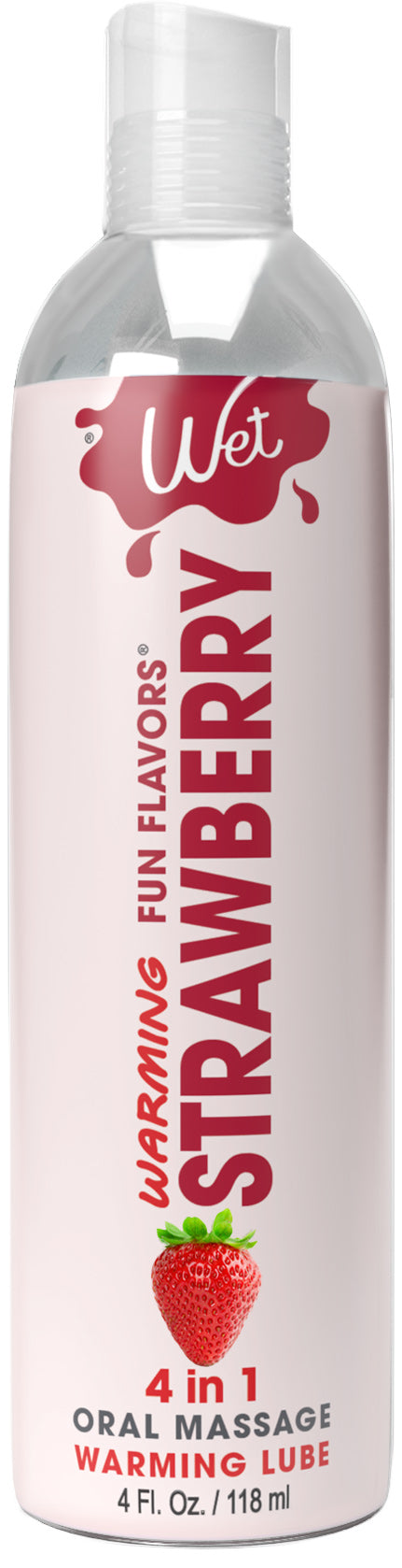 Wet Warming Fun Flavors - Strawberry - 4 in 1 Lubricant 4 Oz - Not Very Vanilla